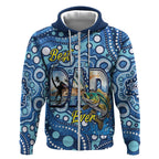 Personalised Australia Father's Day Zip Hoodie Aussie Fishing Best Dad Ever Aboriginal Pattern