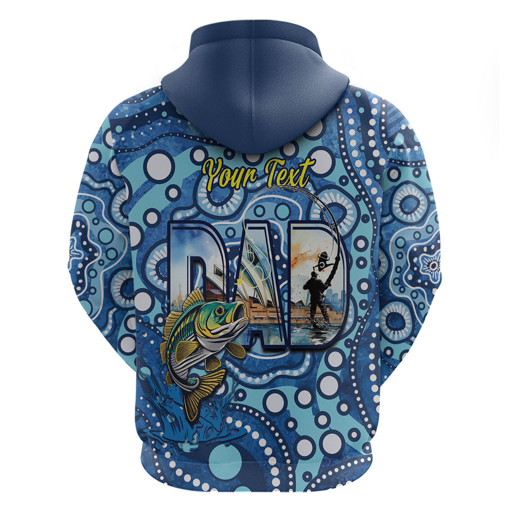 Personalised Australia Father's Day Zip Hoodie Aussie Fishing Best Dad Ever Aboriginal Pattern