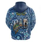 Personalised Australia Father's Day Zip Hoodie Aussie Fishing Best Dad Ever Aboriginal Pattern