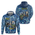 Personalised Australia Father's Day Zip Hoodie Aussie Fishing Best Dad Ever Aboriginal Pattern