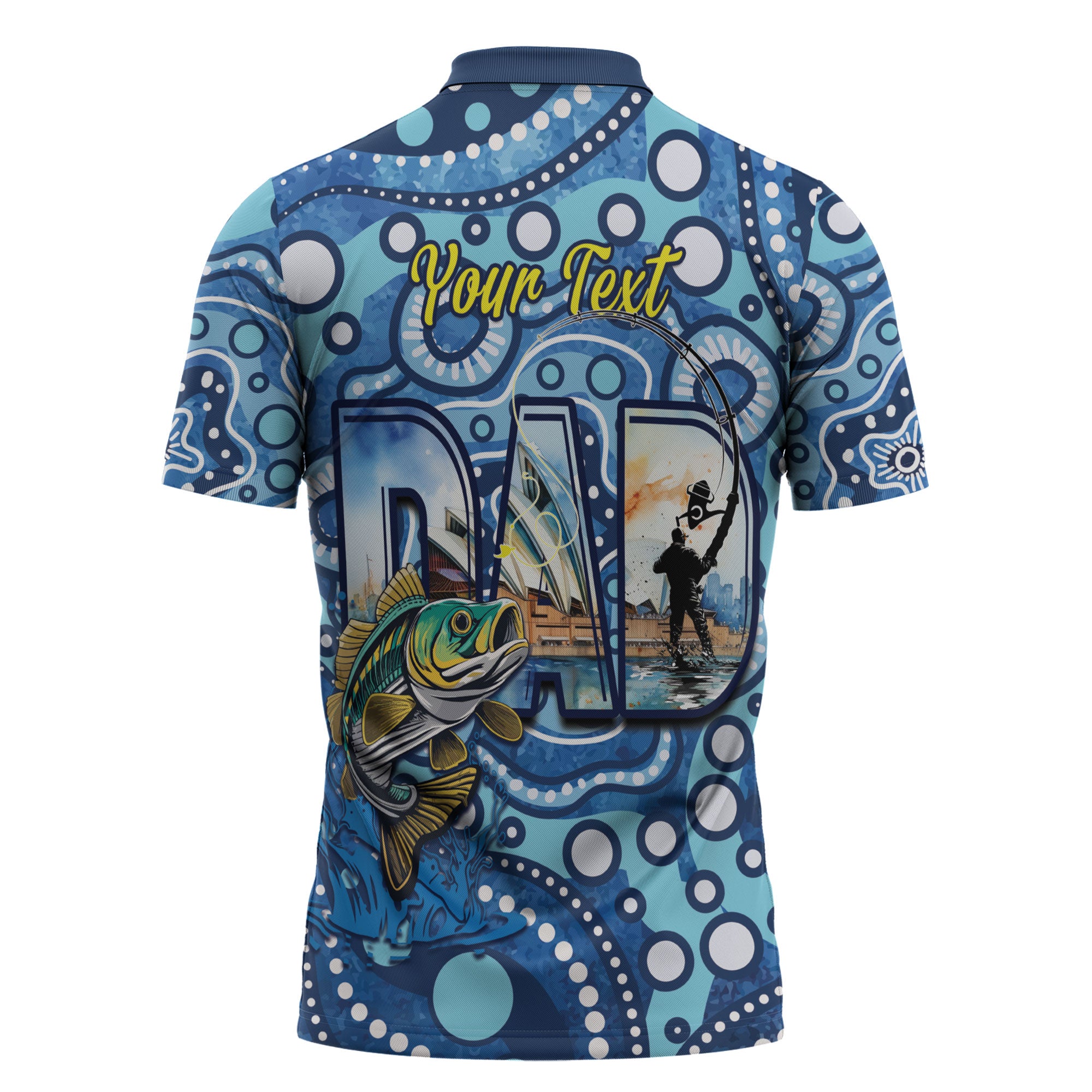 Personalised Australia Father's Day Zipper Polo Shirt Aussie Fishing Best Dad Ever Aboriginal Pattern