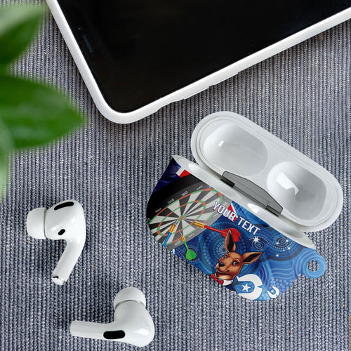 Darts NAIDOC Week 2026 Personalised AirPods Case Australia Flag Kangaroo Dhari Aboriginal Art