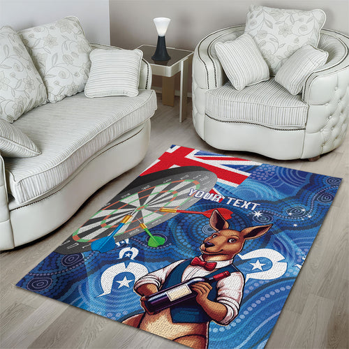 Darts NAIDOC Week 2026 Personalised Area Rug Australia Flag Kangaroo Dhari Aboriginal Art