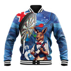 Darts NAIDOC Week 2026 Personalised Baseball Jacket Australia Flag Kangaroo Dhari Aboriginal Art