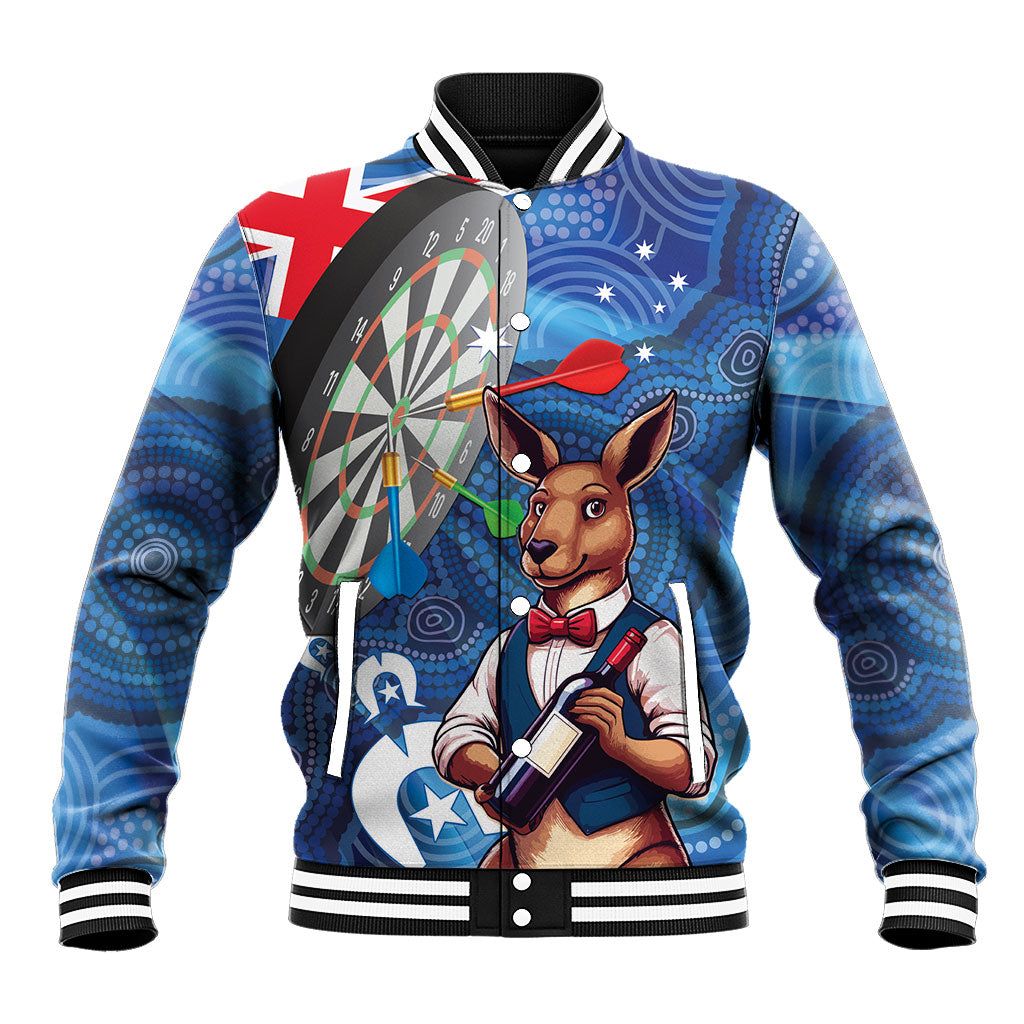 Darts NAIDOC Week 2026 Personalised Baseball Jacket Australia Flag Kangaroo Dhari Aboriginal Art