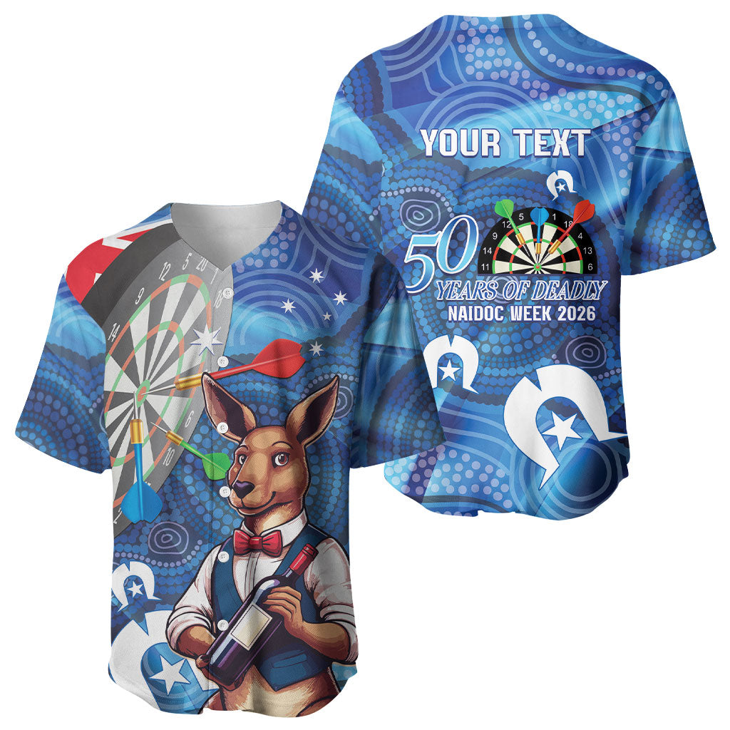 Darts NAIDOC Week 2026 Personalised Baseball Jersey Australia Flag Kangaroo Dhari Aboriginal Art
