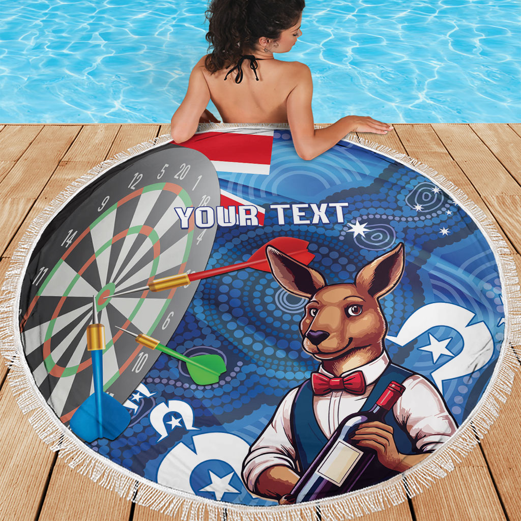 Darts NAIDOC Week 2026 Personalised Beach Blanket Australia Flag Kangaroo Dhari Aboriginal Art