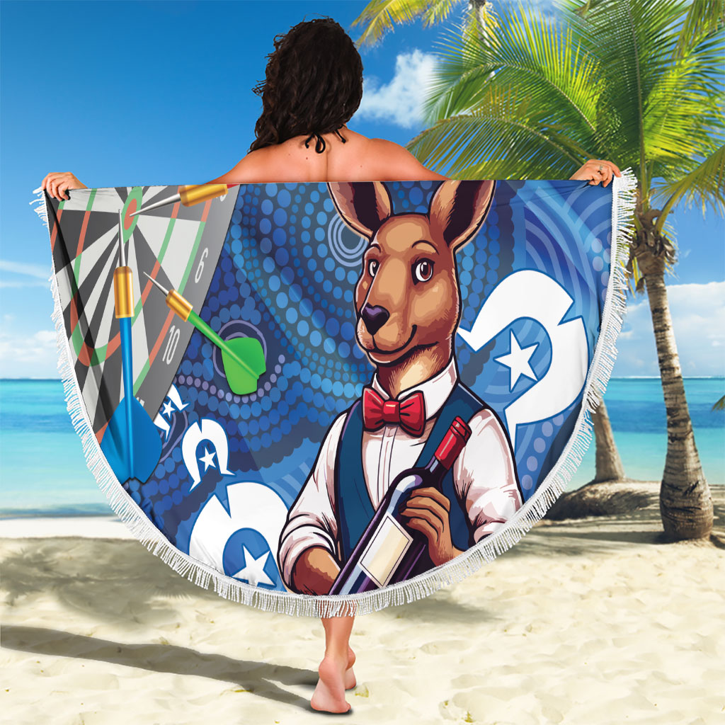 Darts NAIDOC Week 2026 Personalised Beach Blanket Australia Flag Kangaroo Dhari Aboriginal Art