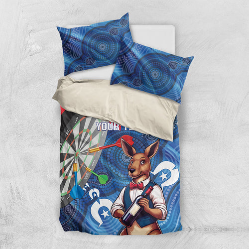 Darts NAIDOC Week 2026 Personalised Bedding Set Australia Flag Kangaroo Dhari Aboriginal Art
