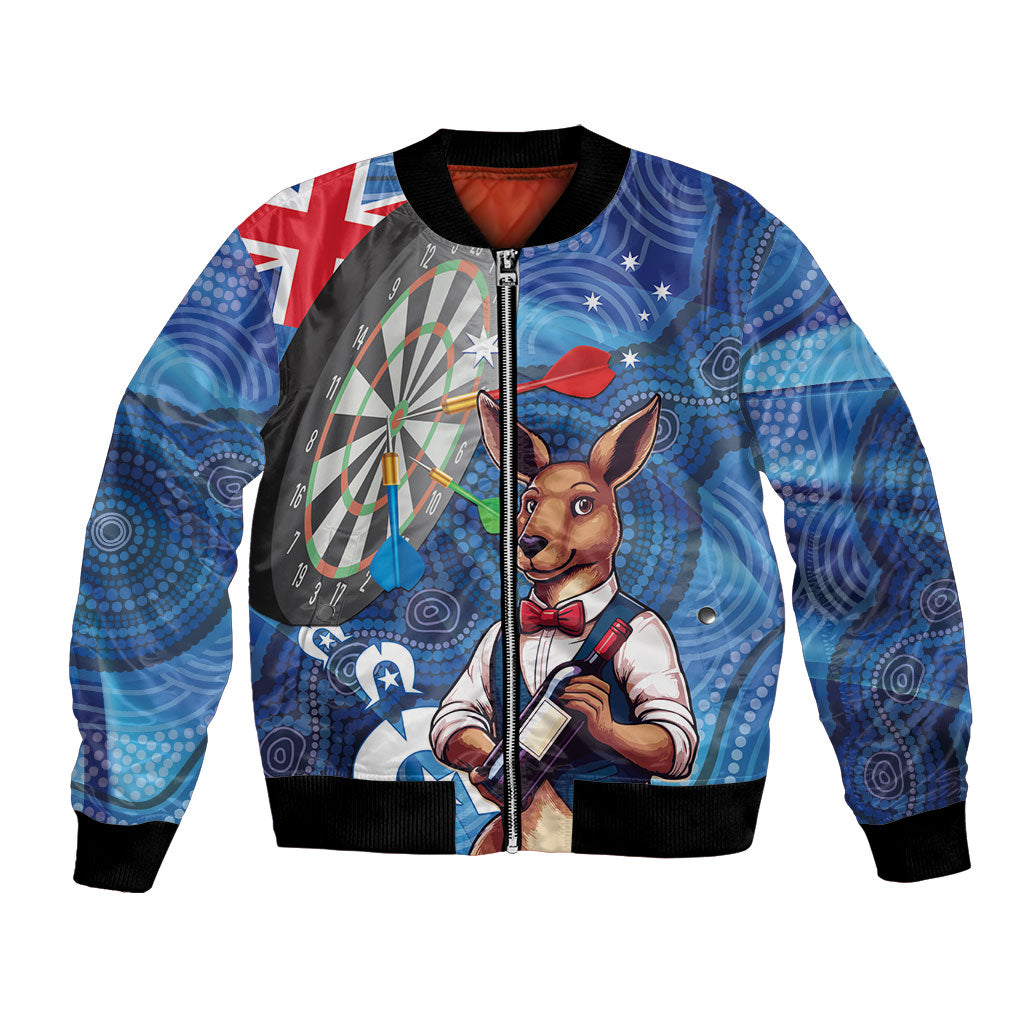 Darts NAIDOC Week 2026 Personalised Bomber Jacket Australia Flag Kangaroo Dhari Aboriginal Art