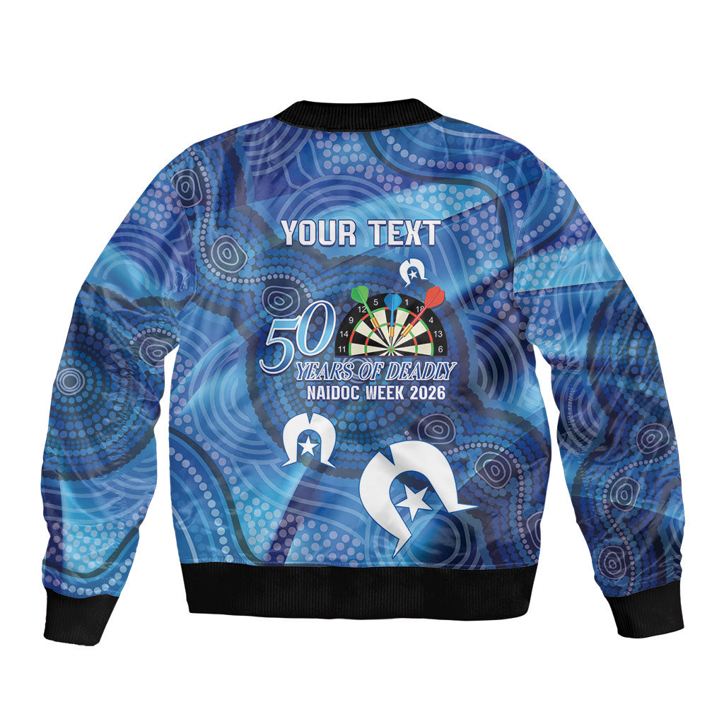 Darts NAIDOC Week 2026 Personalised Bomber Jacket Australia Flag Kangaroo Dhari Aboriginal Art