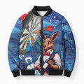 Darts NAIDOC Week 2026 Personalised Bomber Puffer Jacket Australia Flag Kangaroo Dhari Aboriginal Art