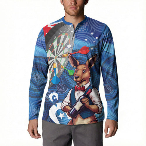 Darts NAIDOC Week 2026 Personalised Button Sweatshirt Australia Flag Kangaroo Dhari Aboriginal Art