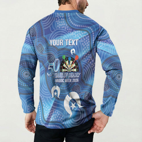 Darts NAIDOC Week 2026 Personalised Button Sweatshirt Australia Flag Kangaroo Dhari Aboriginal Art