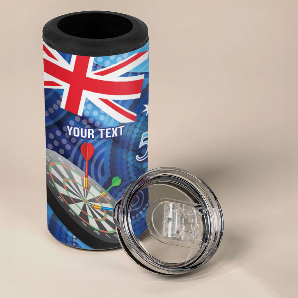 Darts NAIDOC Week 2026 Personalised 4 in 1 Can Cooler Tumbler Australia Flag Kangaroo Dhari Aboriginal Art