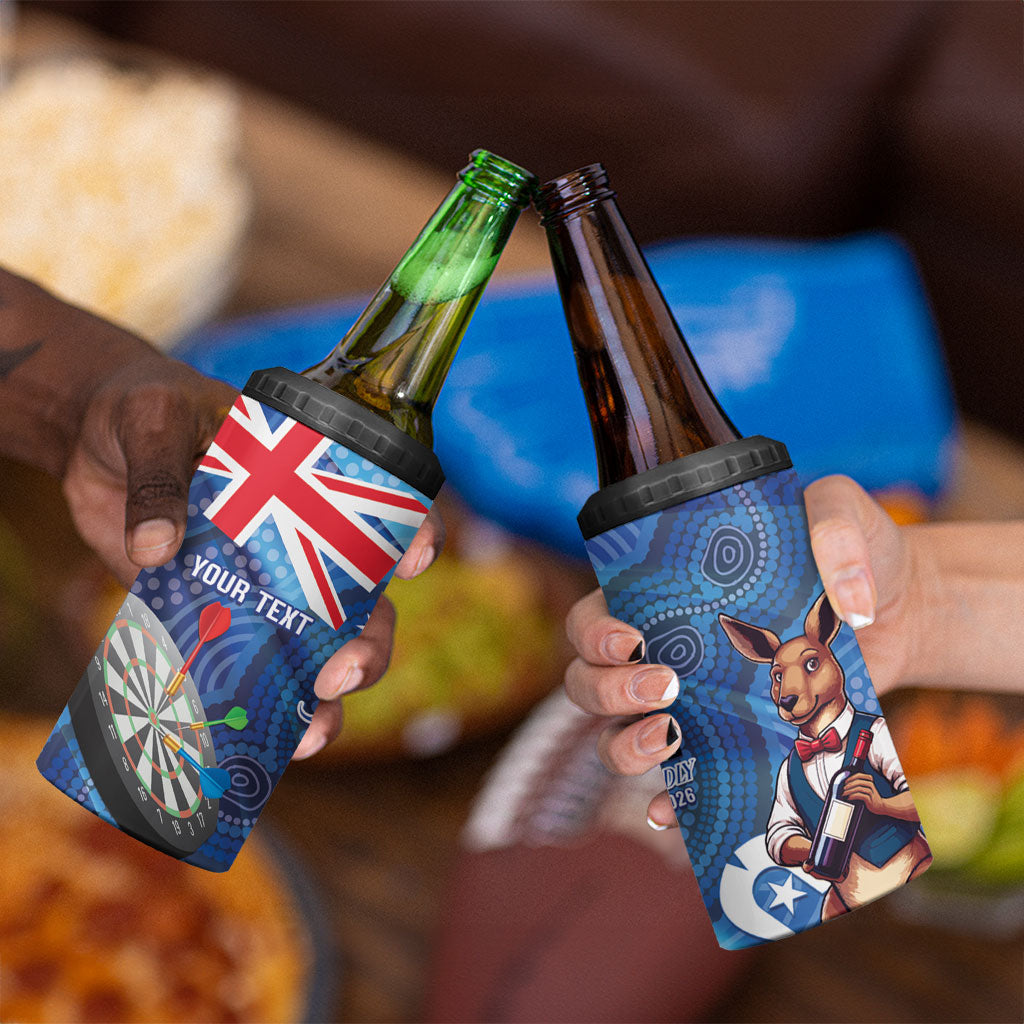 Darts NAIDOC Week 2026 Personalised 4 in 1 Can Cooler Tumbler Australia Flag Kangaroo Dhari Aboriginal Art