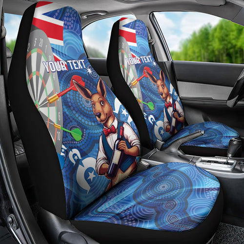 Darts NAIDOC Week 2026 Personalised Car Seat Cover Australia Flag Kangaroo Dhari Aboriginal Art