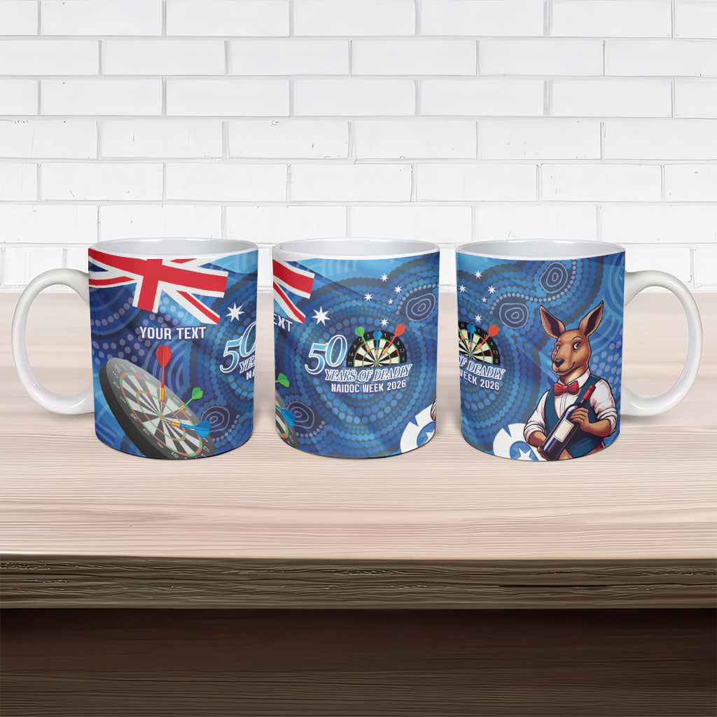 Darts NAIDOC Week 2026 Personalised Ceramic Mug Australia Flag Kangaroo Dhari Aboriginal Art