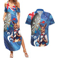 Darts NAIDOC Week 2026 Personalised Couples Matching Summer Maxi Dress and Hawaiian Shirt Australia Flag Kangaroo Dhari Aboriginal Art