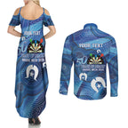 Darts NAIDOC Week 2026 Personalised Couples Matching Summer Maxi Dress and Long Sleeve Button Shirt Australia Flag Kangaroo Dhari Aboriginal Art