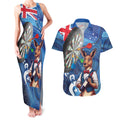 Darts NAIDOC Week 2026 Personalised Couples Matching Tank Maxi Dress and Hawaiian Shirt Australia Flag Kangaroo Dhari Aboriginal Art
