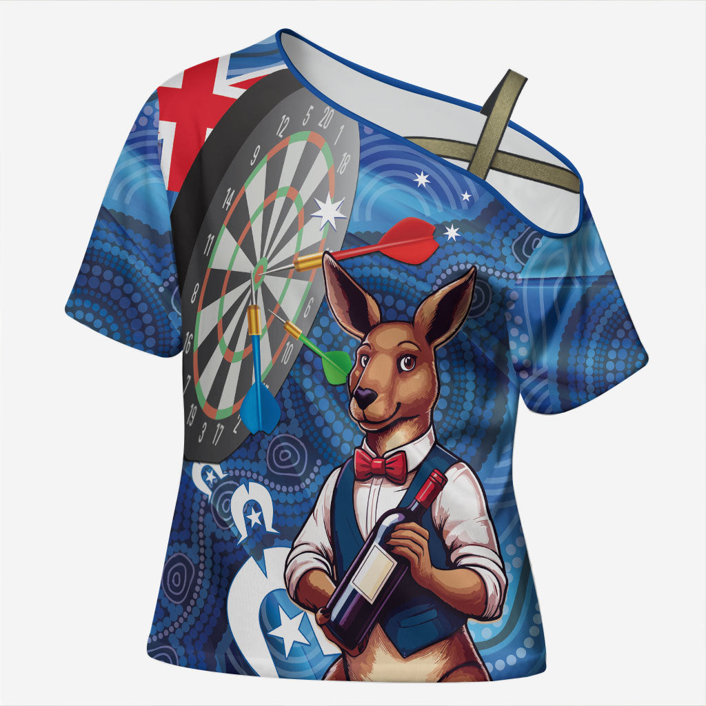 Darts NAIDOC Week 2026 Personalised Cross Shoulder Shirt Australia Flag Kangaroo Dhari Aboriginal Art