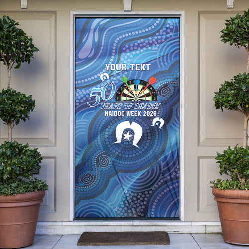 Darts NAIDOC Week 2026 Personalised Door Cover Australia Flag Kangaroo Dhari Aboriginal Art