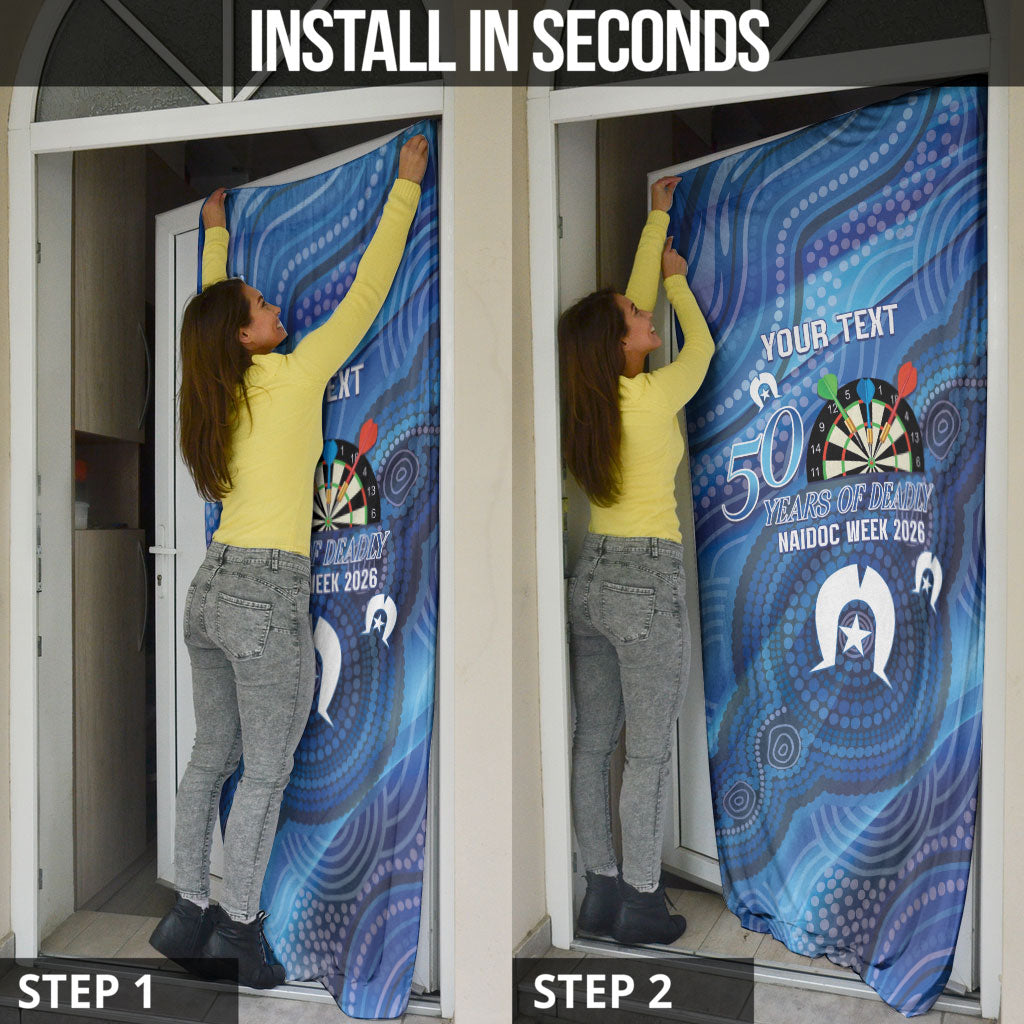 Darts NAIDOC Week 2026 Personalised Door Cover Australia Flag Kangaroo Dhari Aboriginal Art