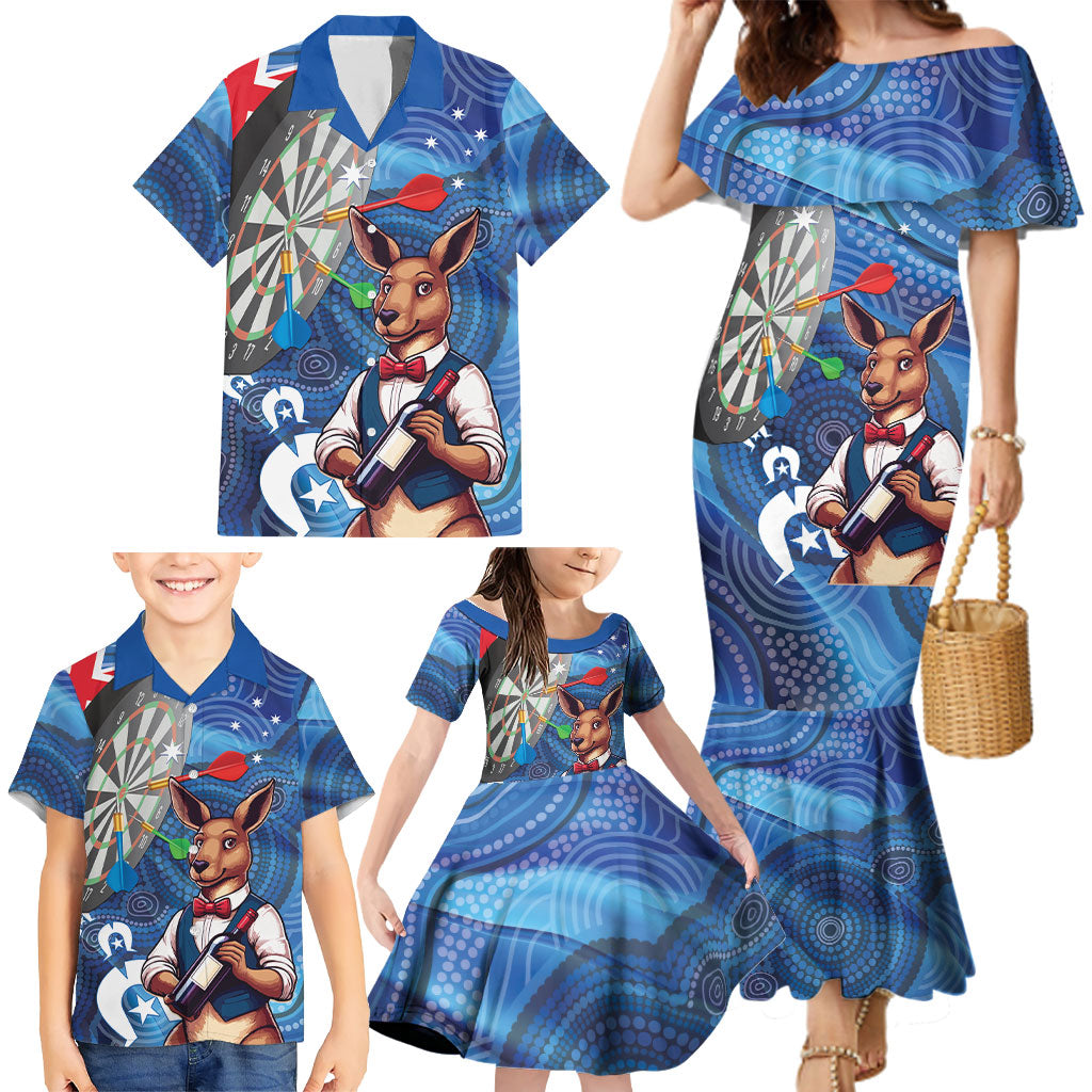 Darts NAIDOC Week 2026 Personalised Family Matching Mermaid Dress and Hawaiian Shirt Australia Flag Kangaroo Dhari Aboriginal Art