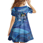Darts NAIDOC Week 2026 Personalised Family Matching Off The Shoulder Long Sleeve Dress and Hawaiian Shirt Australia Flag Kangaroo Dhari Aboriginal Art