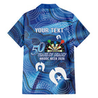 Darts NAIDOC Week 2026 Personalised Family Matching Off The Shoulder Long Sleeve Dress and Hawaiian Shirt Australia Flag Kangaroo Dhari Aboriginal Art
