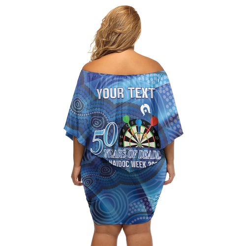 Darts NAIDOC Week 2026 Personalised Family Matching Off Shoulder Short Dress and Hawaiian Shirt Australia Flag Kangaroo Dhari Aboriginal Art