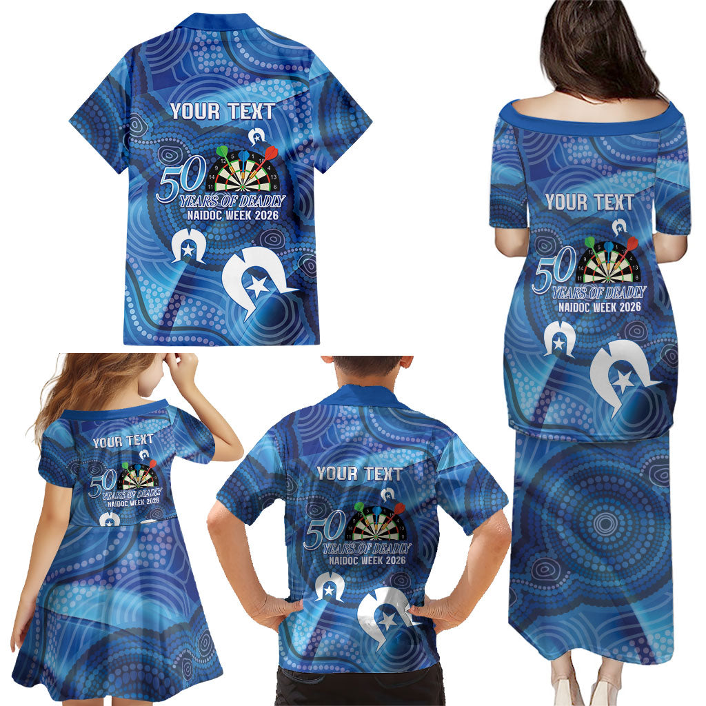Darts NAIDOC Week 2026 Personalised Family Matching Puletasi and Hawaiian Shirt Australia Flag Kangaroo Dhari Aboriginal Art