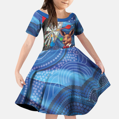 Darts NAIDOC Week 2026 Personalised Family Matching Short Sleeve Bodycon Dress and Hawaiian Shirt Australia Flag Kangaroo Dhari Aboriginal Art