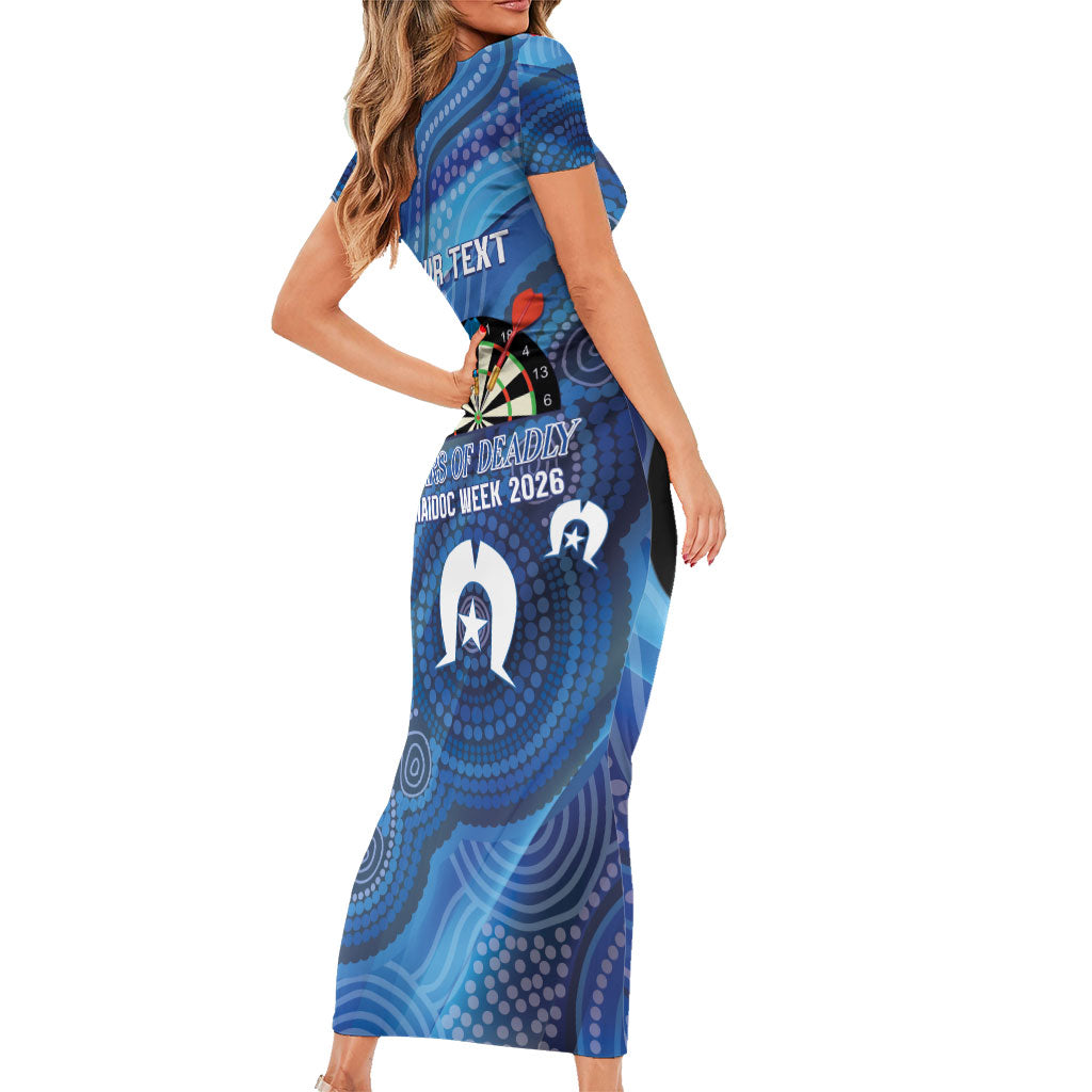 Darts NAIDOC Week 2026 Personalised Family Matching Short Sleeve Bodycon Dress and Hawaiian Shirt Australia Flag Kangaroo Dhari Aboriginal Art