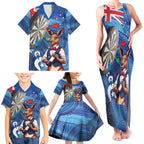 Darts NAIDOC Week 2026 Personalised Family Matching Tank Maxi Dress and Hawaiian Shirt Australia Flag Kangaroo Dhari Aboriginal Art