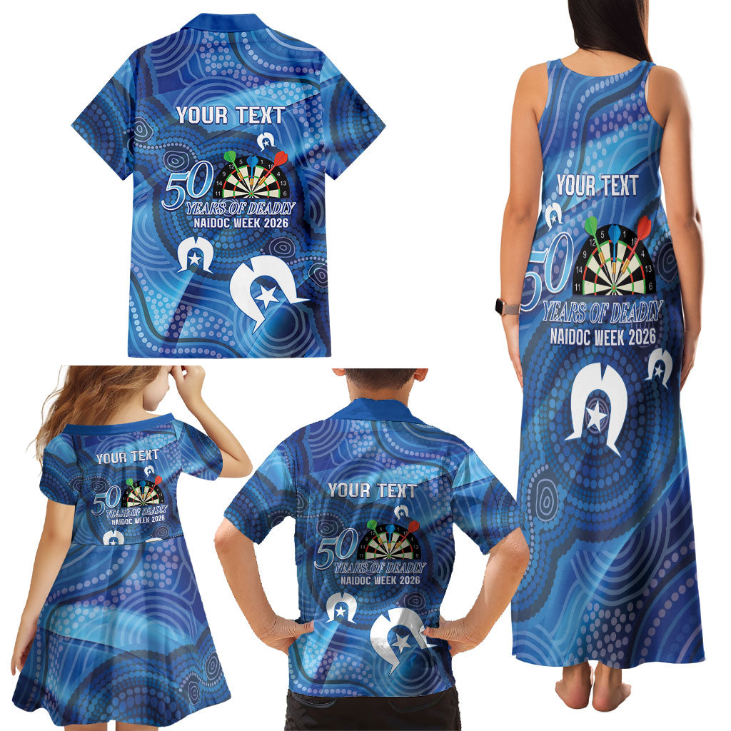 Darts NAIDOC Week 2026 Personalised Family Matching Tank Maxi Dress and Hawaiian Shirt Australia Flag Kangaroo Dhari Aboriginal Art
