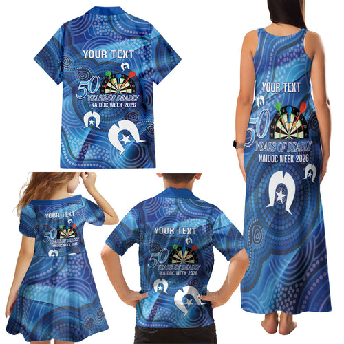 Darts NAIDOC Week 2026 Personalised Family Matching Tank Maxi Dress and Hawaiian Shirt Australia Flag Kangaroo Dhari Aboriginal Art
