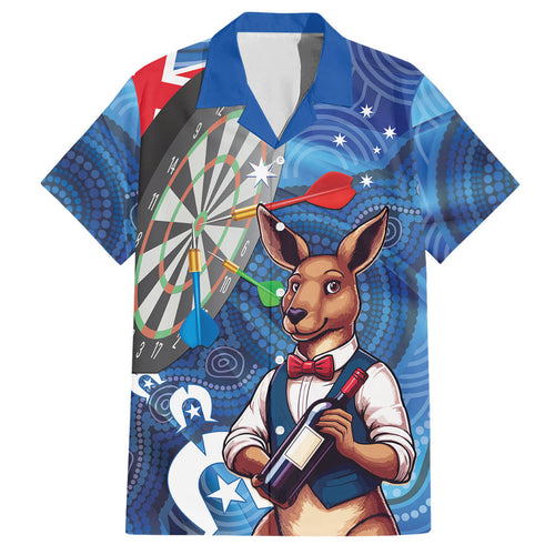 Darts NAIDOC Week 2026 Personalised Hawaiian Shirt Australia Flag Kangaroo Dhari Aboriginal Art