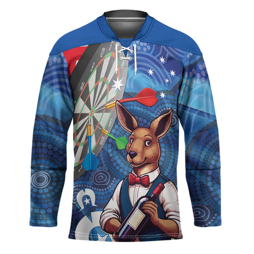 Darts NAIDOC Week 2026 Personalised Hockey Jersey Australia Flag Kangaroo Dhari Aboriginal Art