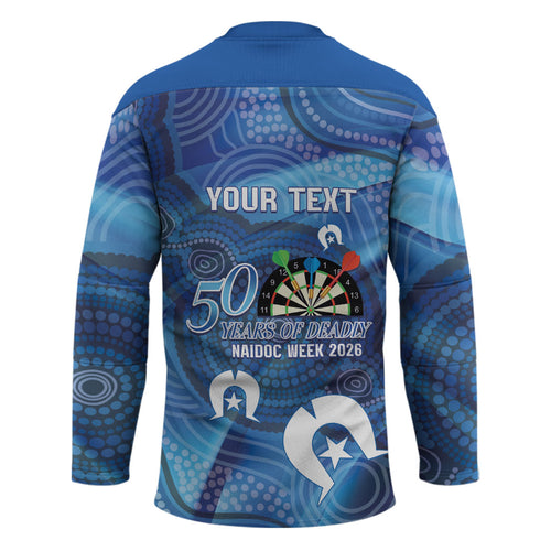 Darts NAIDOC Week 2026 Personalised Hockey Jersey Australia Flag Kangaroo Dhari Aboriginal Art