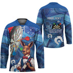 Darts NAIDOC Week 2026 Personalised Hockey Jersey Australia Flag Kangaroo Dhari Aboriginal Art