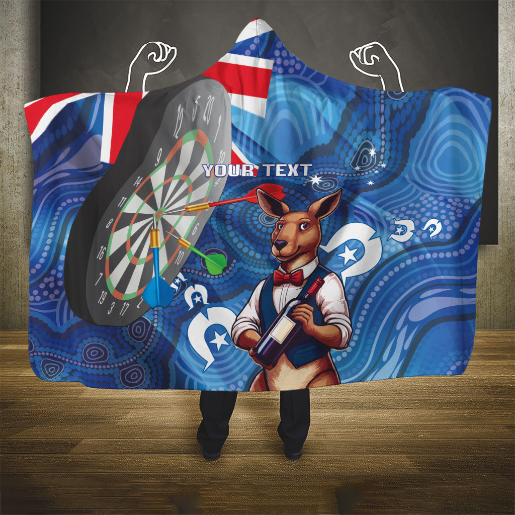 Darts NAIDOC Week 2026 Personalised Hooded Blanket Australia Flag Kangaroo Dhari Aboriginal Art