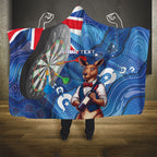 Darts NAIDOC Week 2026 Personalised Hooded Blanket Australia Flag Kangaroo Dhari Aboriginal Art