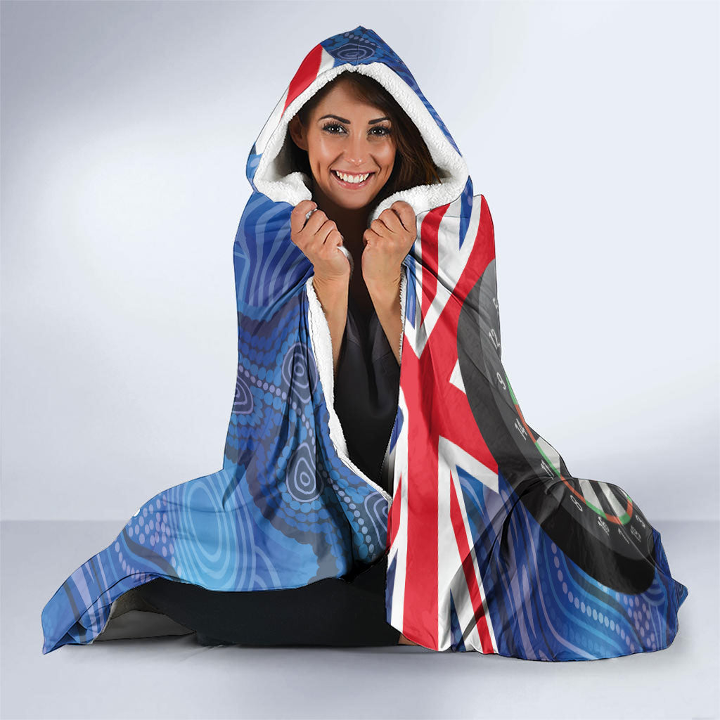 Darts NAIDOC Week 2026 Personalised Hooded Blanket Australia Flag Kangaroo Dhari Aboriginal Art