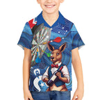 Darts NAIDOC Week 2026 Personalised Kid Hawaiian Shirt Australia Flag Kangaroo Dhari Aboriginal Art