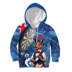 Darts NAIDOC Week 2026 Personalised Kid Hoodie Australia Flag Kangaroo Dhari Aboriginal Art