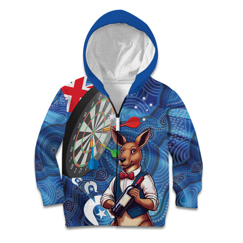 Darts NAIDOC Week 2026 Personalised Kid Hoodie Australia Flag Kangaroo Dhari Aboriginal Art