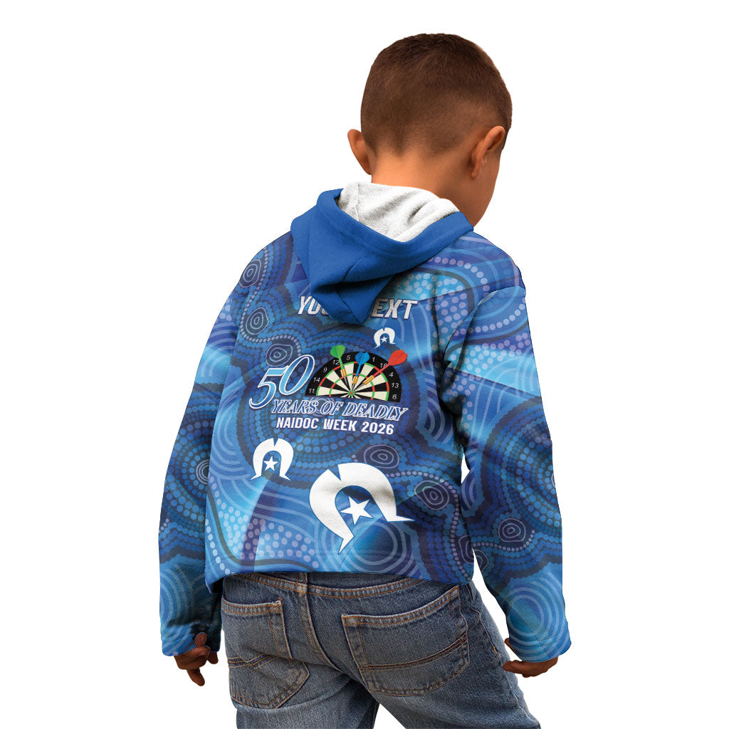 Darts NAIDOC Week 2026 Personalised Kid Hoodie Australia Flag Kangaroo Dhari Aboriginal Art