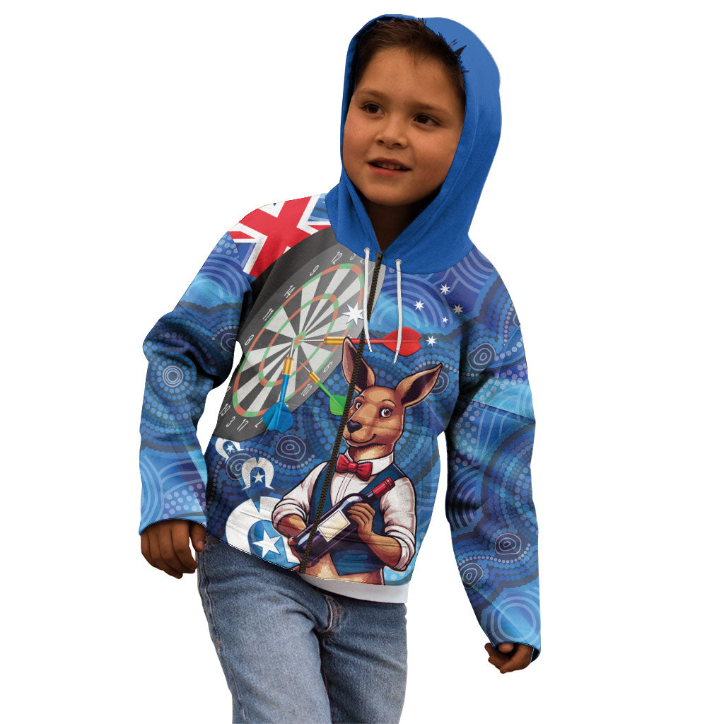 Darts NAIDOC Week 2026 Personalised Kid Hoodie Australia Flag Kangaroo Dhari Aboriginal Art